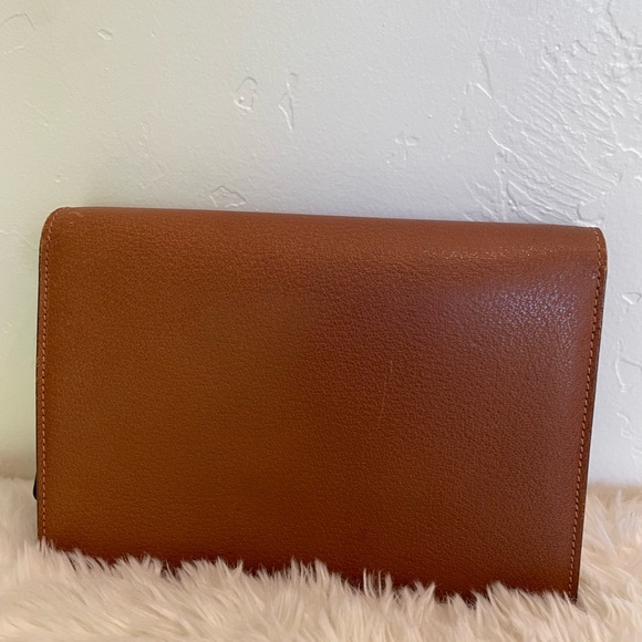 Gucci Vintage Cognac Leather Envelope Wristlet Evening Flap w/ Slide Lock - Picture 4 of 10